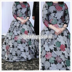 Custom by Lily Floral Gown with Hand Painted & Embossed Flowers Gown for Sale