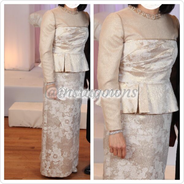 Tresor Designer Mother of Bride Gold & Cream Gown for Sale