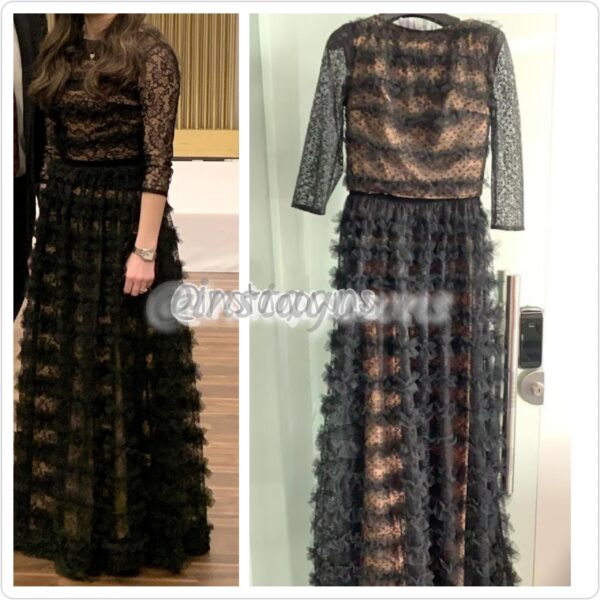 Isabel Garcia Lace Ruffle Black Gown for Sale