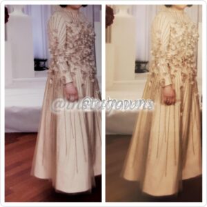 Gitti Porges Beautiful & Very Slenderizing Champagne Mother of Bride Gown for Sale