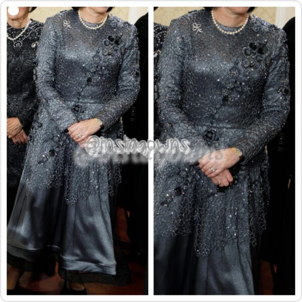 Pessy Miller Steel Blue Pretty Delicate Glistening Beading Mother of Bride Gown for Sale