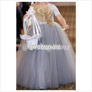 Custom made Light Blue/Silver Little Girls Gown for Sale