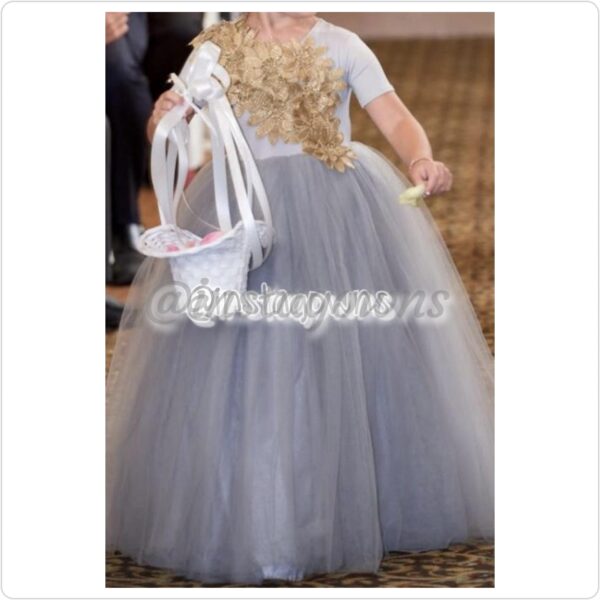 Custom made Light Blue/Silver Little Girls Gown for Sale