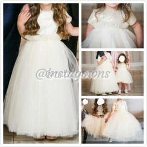 Children’s Adorable Custom Ivory/Gold Girls Gowns for Sale