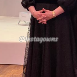 Beautiful Custom Made Black Lace Gown for Sale.