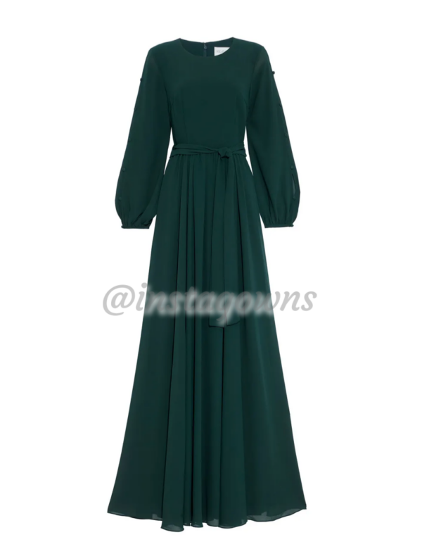 Mikael aghal hunter green chiffon Gown for sale