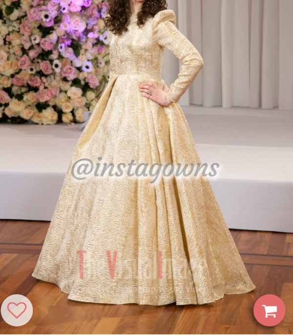 Magnificent Designer Gold Gown for Sale