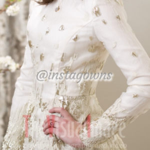 Magnificent Designer Off White & Gold Gown for Sale