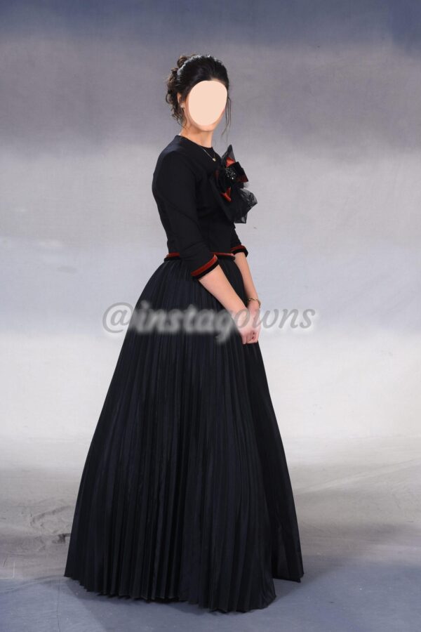 Black and Rust with accordion pleated skirt Gown for Sale