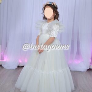 Girls Custom made Cream Tulle Gown and Wreaths for Sale