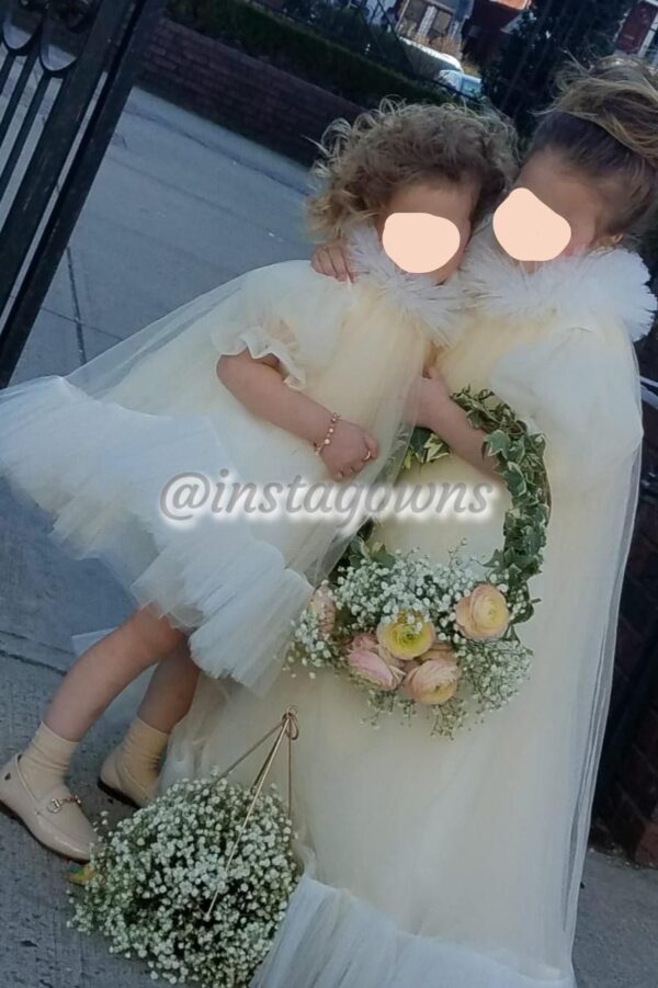 2 Precious Harfenes Ivory Girls Gowns for Sale
