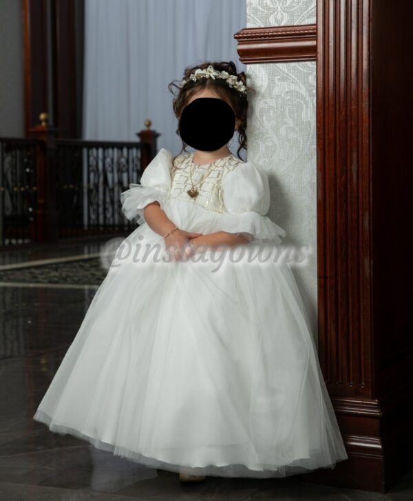 Beautiful Charmè Custom, Ivory and Gold Gown for sale