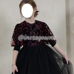 Custom black and burgundy cut velvet Gowns for sale or rent