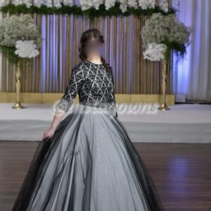 Exquisite Black Tulle with white Gown for sale or rent