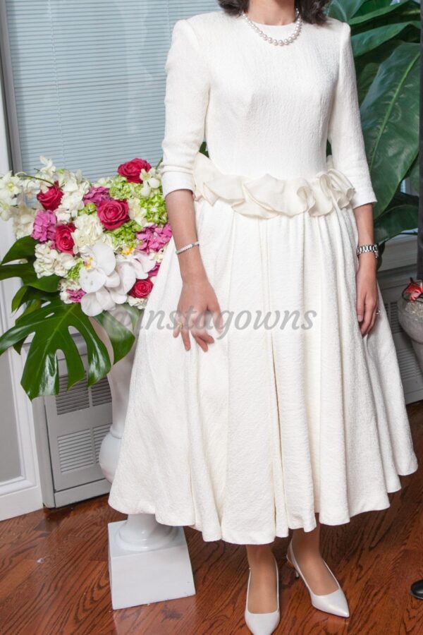 Beautiful Custom Off White Silk Designers Fabric Dress For Sale