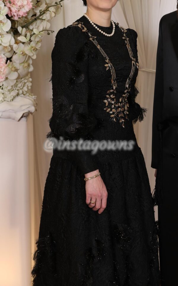 Exquisite Custom made Black Mechitenista with Gold Beading Dress for Sale