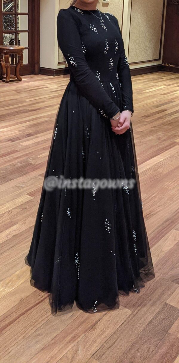 Magnificent black with pearls Gown for sale