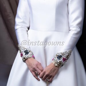 Designers off white sateen Carolina Herrara Gown for sale