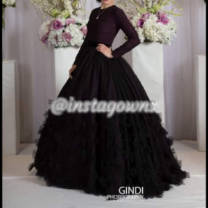 Miri's deep purple and black gown for sale