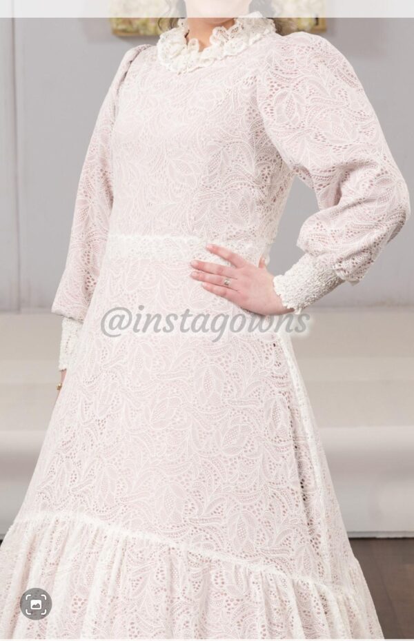 Beautiful Custom cream and pink lace Gown for Sale