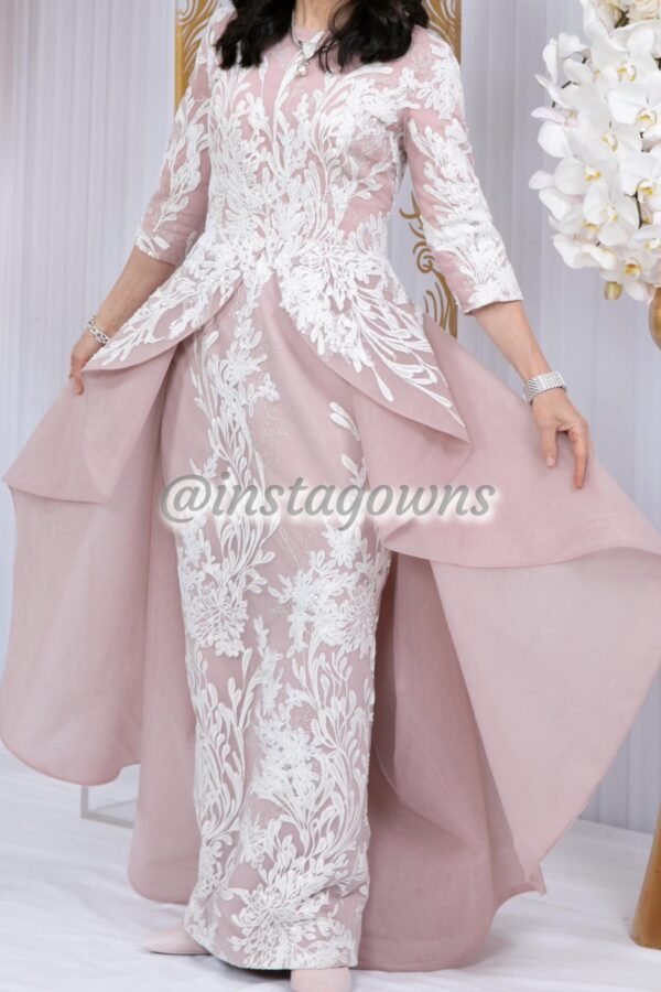 Stunning Saiid Kobeisy Pink/Blush with White Applique & Overskirt Mother of Bride Gown for Sale