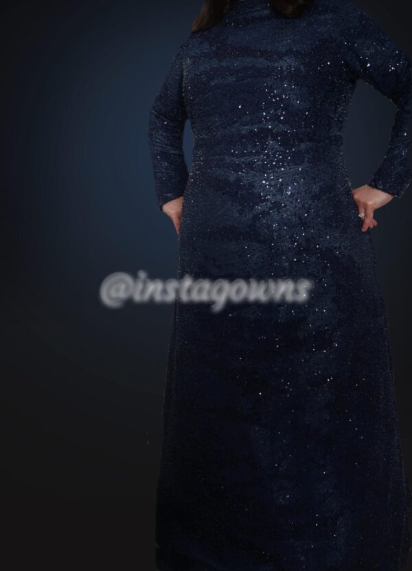 New! Crystal embellished atlantic blue Magenta Gown for rent