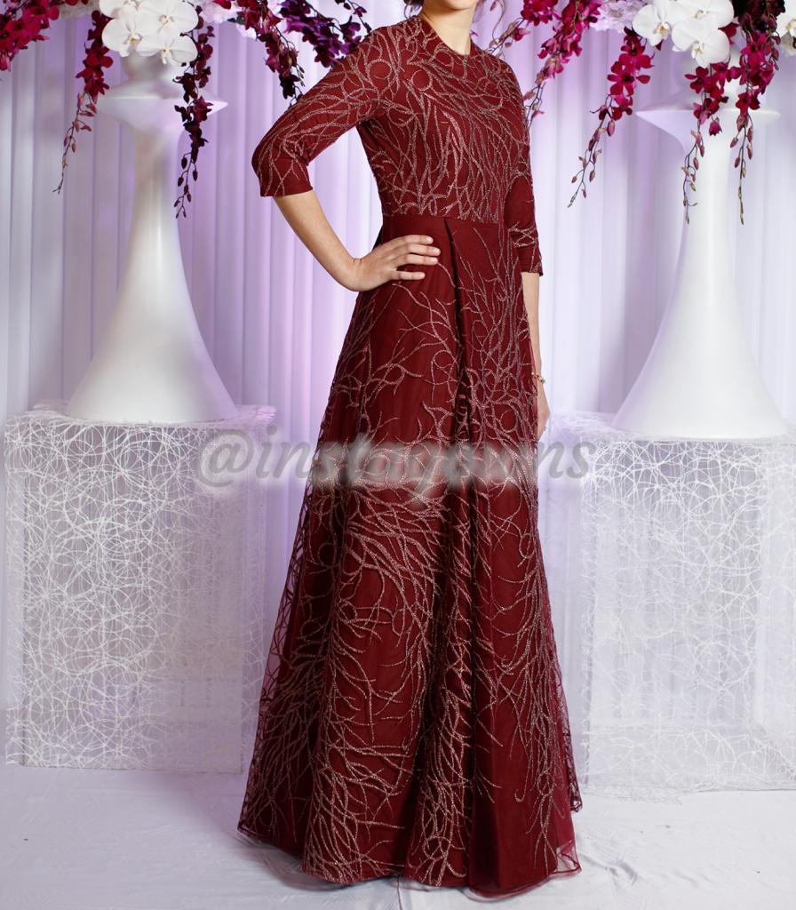 Burgundy/Maroon Gown for Sale
