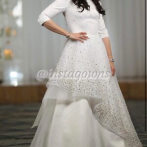 Exquisite one of a kind couture white with Stunning glistening Swarovski crystals Gown for sale