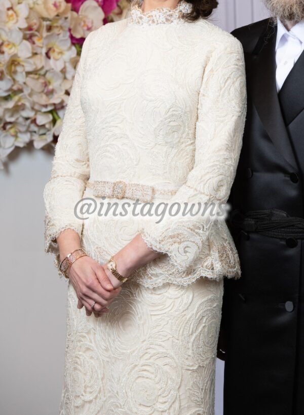Exquisite Designer off-white beaded with gold accented beading Gown for Sale