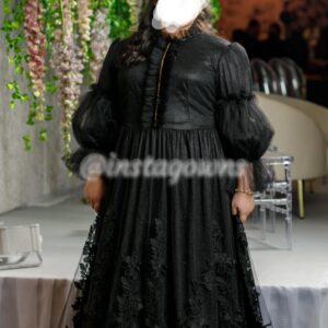 One of a kind custom plus size teen Black Gown for sale