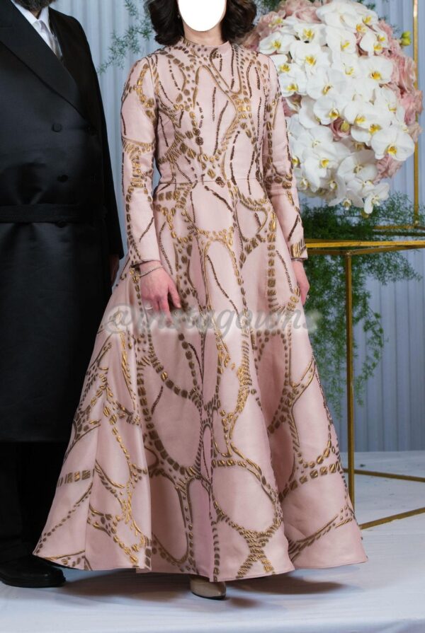 Elie Saab fabric Pink and Gold lightly beaded Gown for sale