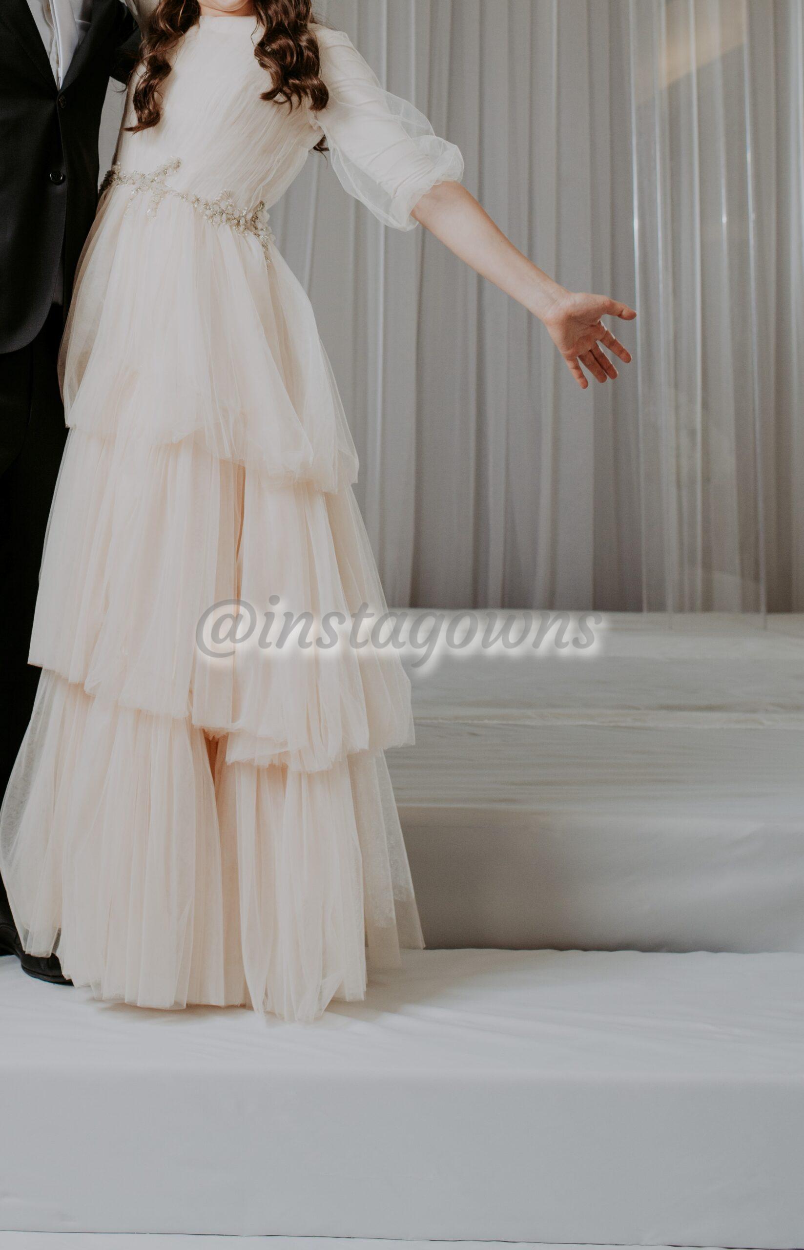 Miri Couture magnificent layered tulle Gown for sale