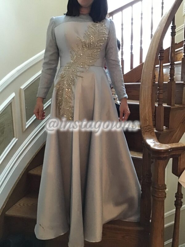 Absolutely gorgeous silver-gray sister or mother of the Bride Gown for Rent or Sale