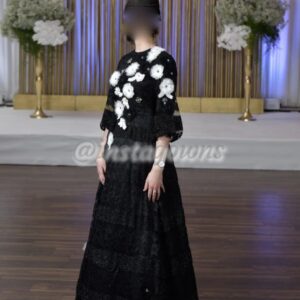 Beautiful Black with white flowers Gown for sale or rent