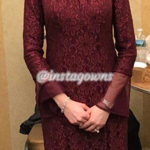 Beautiful Unique Burgundy/Merlot Embellished Lace Full Length Gown for Sale