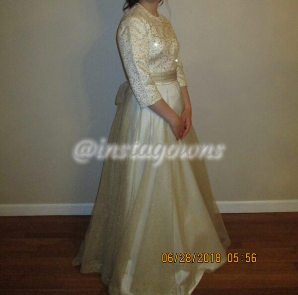 Beautiful off white and gold Gown for sale