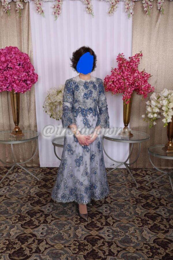 Beautiful Custom made light blue/grey Gown for sale