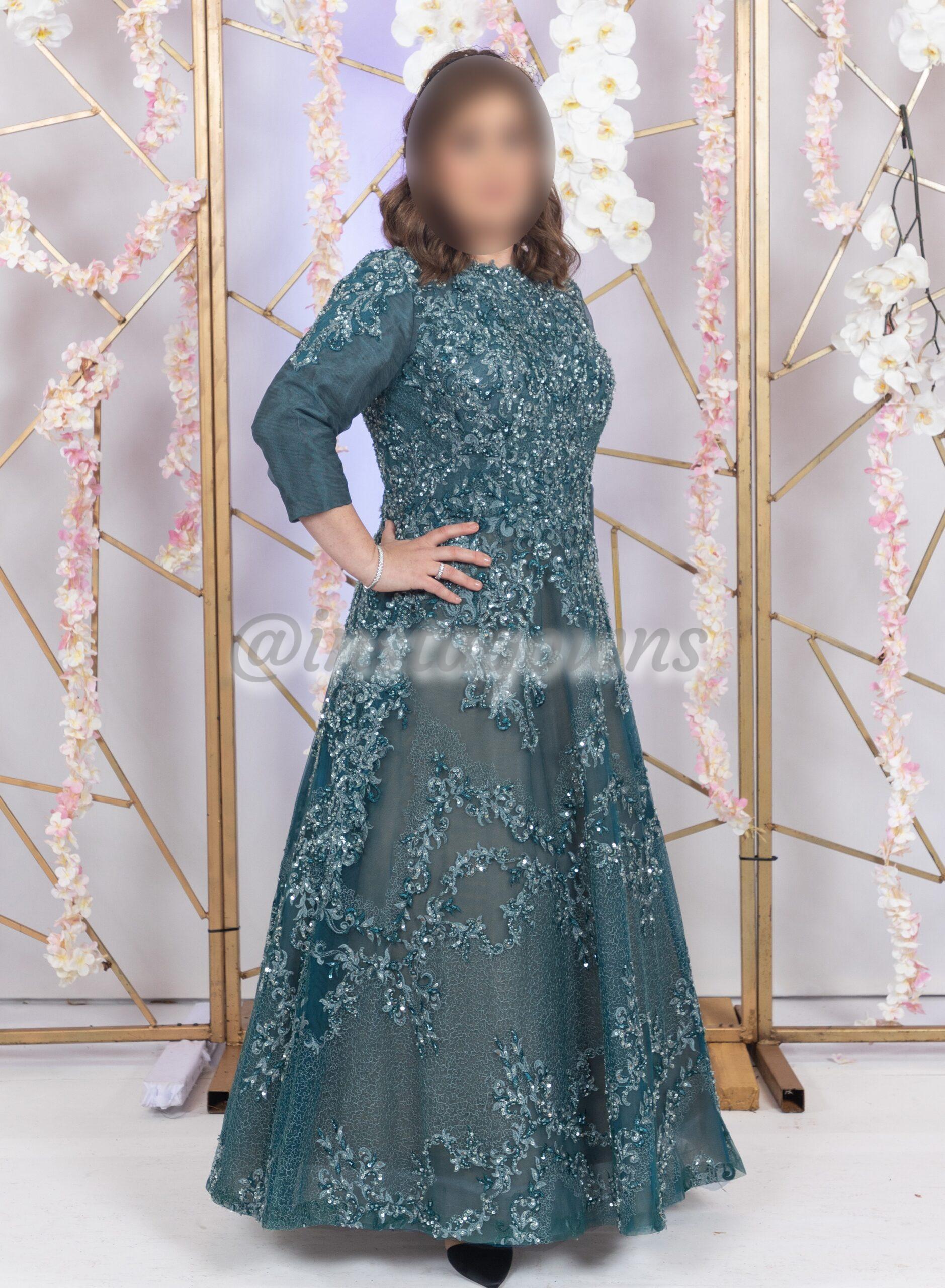 Beautiful customized emerald/blue lace Gown for sale – Instagowns