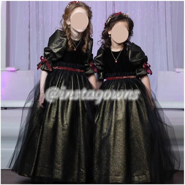 2 Custom Black and Gold Children's Gowns for Sale