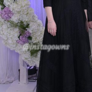 Sophisticated Black lace and tulle Gown for rent or sale