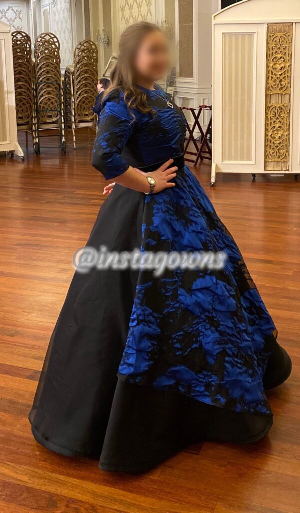 Gorgeous Custom made Black and Blue Gown for Sale