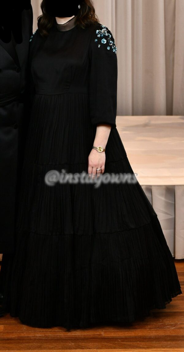 Goegeous black with blue beading Maternity Gown for rent