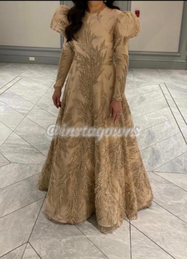 Raquel gold with beading Gown for sale