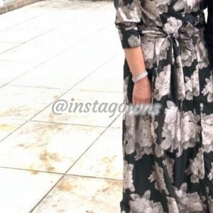 Teri Jon black long gown with pink flowers Gown for Sale