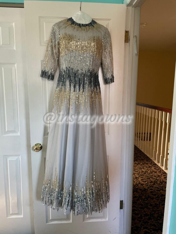 Beautiful David’s Den metallic mother of the bride/ groom Gown for sale