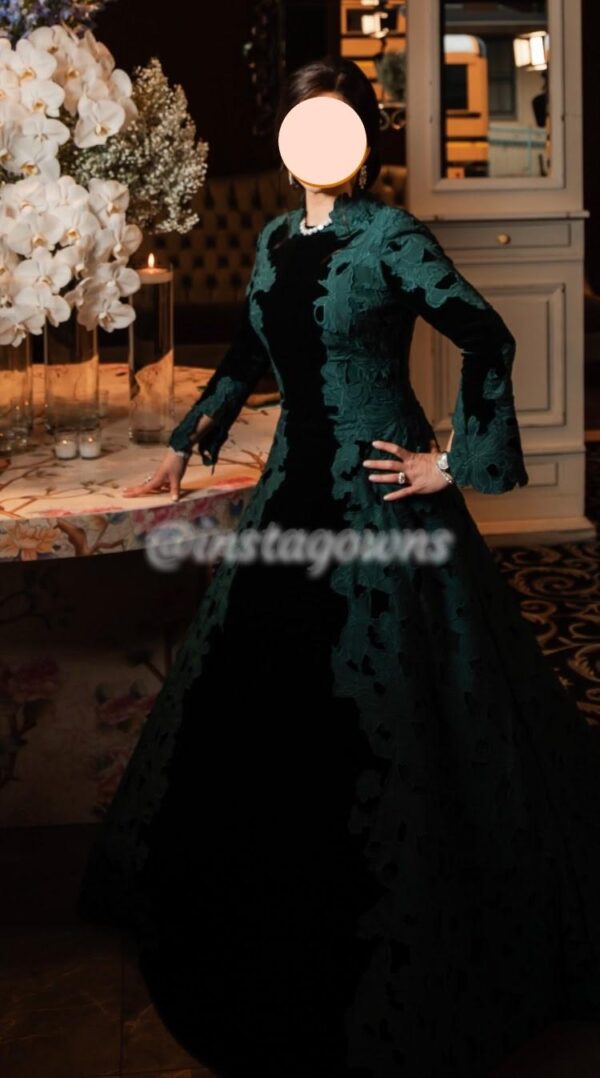 Sophisticated hunter green velvet Gown for sale