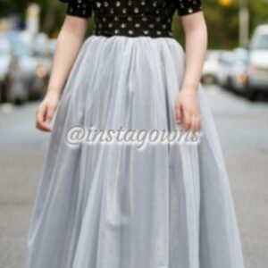 Elegant Custom made Black & Silver Girls Gown for Sale