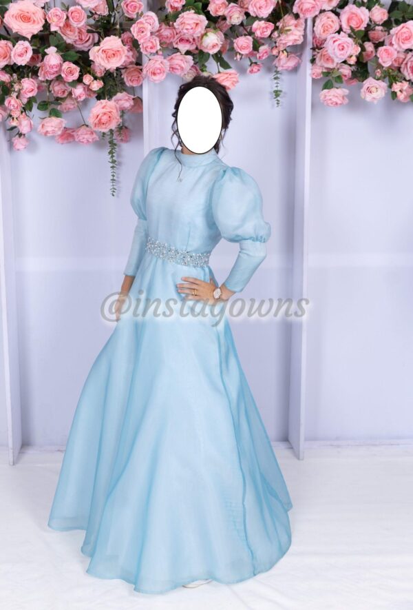 Magnificent Regal looking Custom made light blue Gown to sale