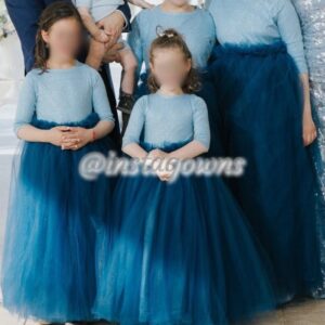 Custom made Two-Tone Light Blue Girls Gowns for Sale