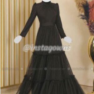 Fashion Showcase Design Black - Fully Lined - Crew neck Gown for sale